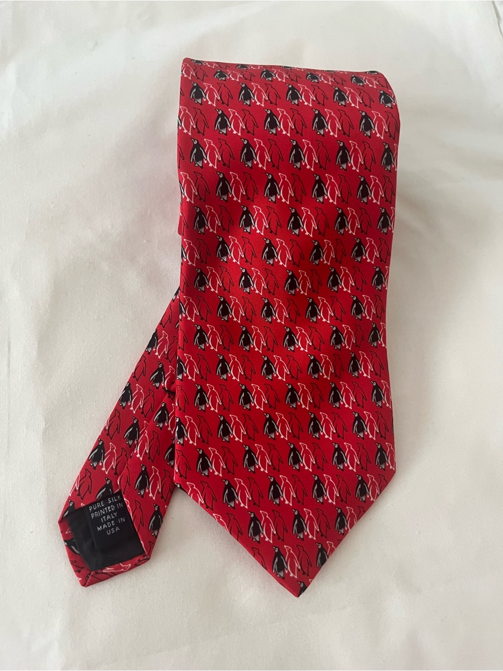 Brooks Brothers Red Silk Tie with Penguin Motif